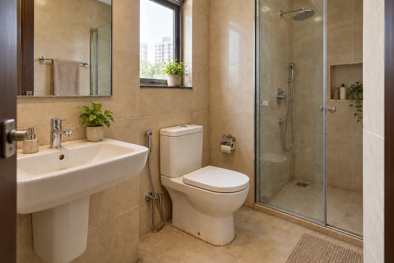 Illustrative bathroom before cleaning
